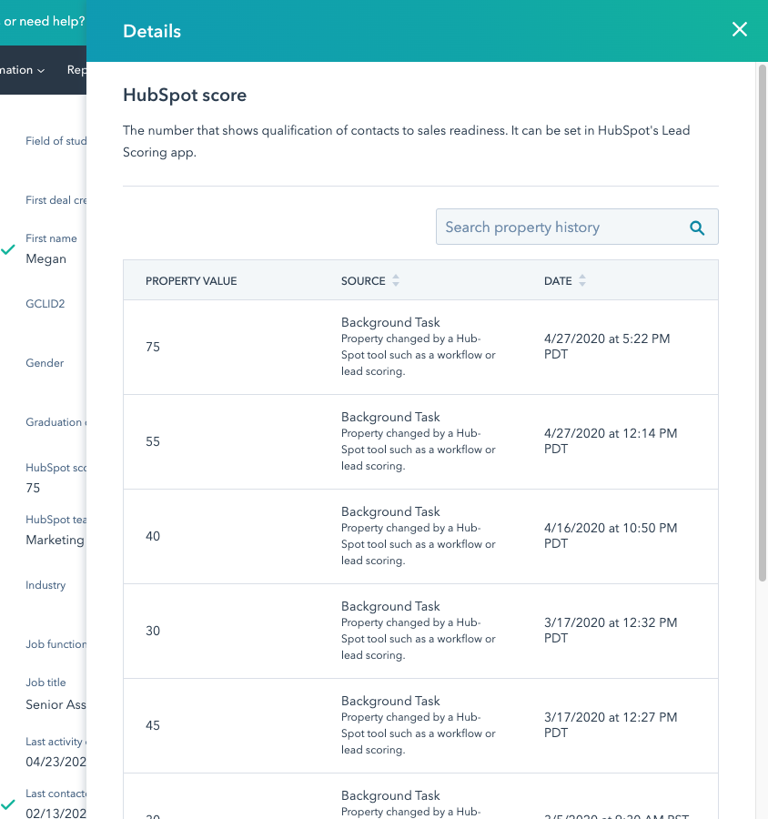 lead scoring in Hubspot